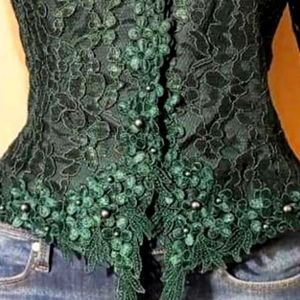 Hunter Green Lace Overlay Jacket